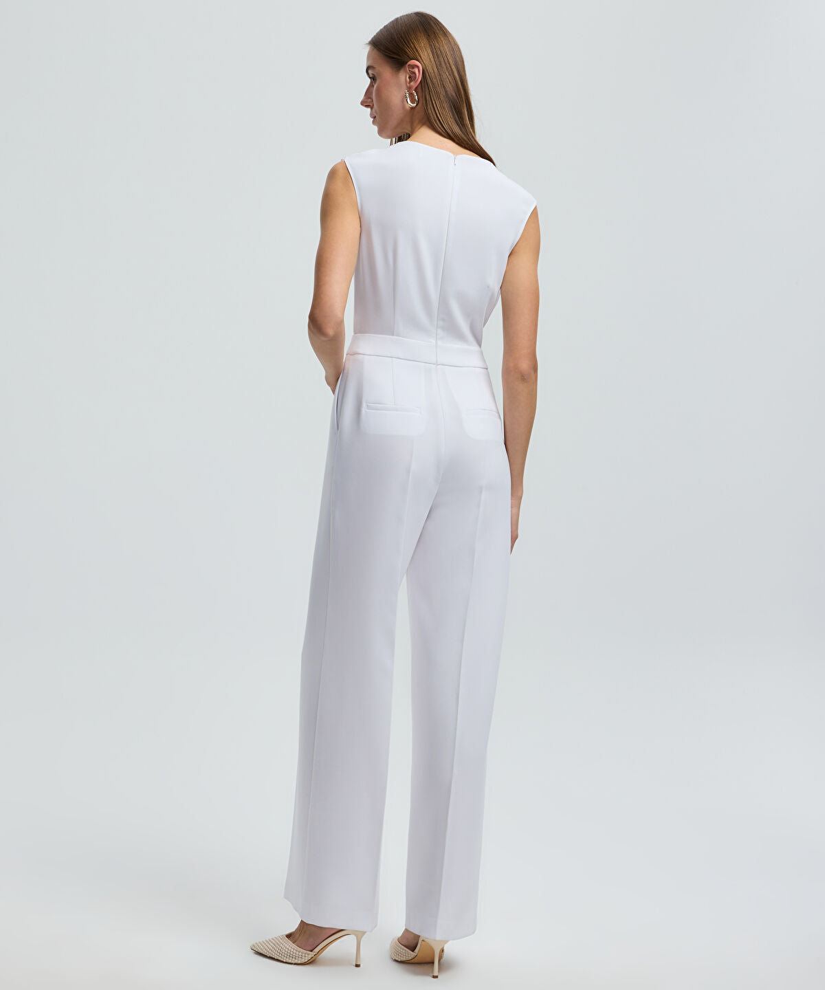 Pleated Jumpsuit with Gold Accent