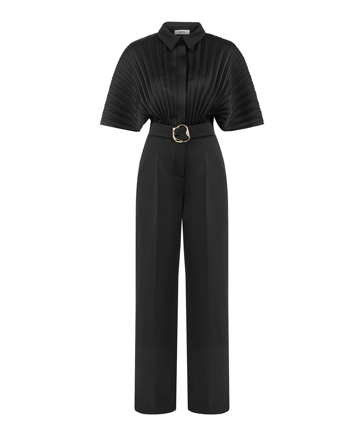 Pleated Wide-Leg Jumpsuit