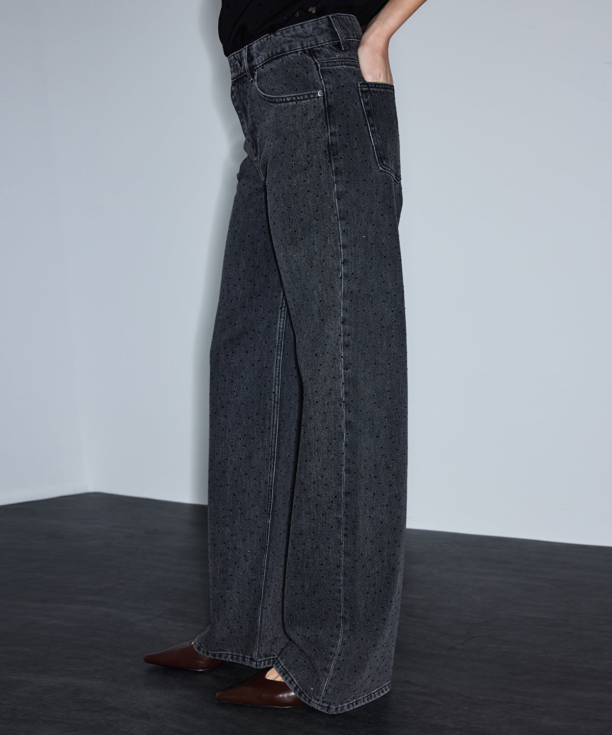 Rhinestone Wide Leg Jeans