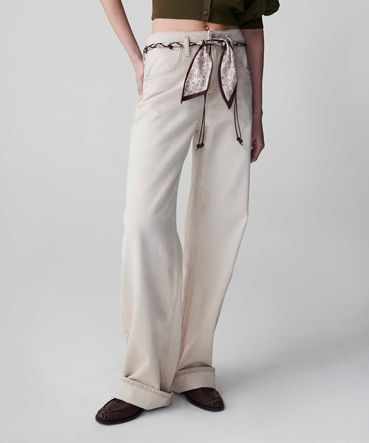 Belted Wide Leg Jeans