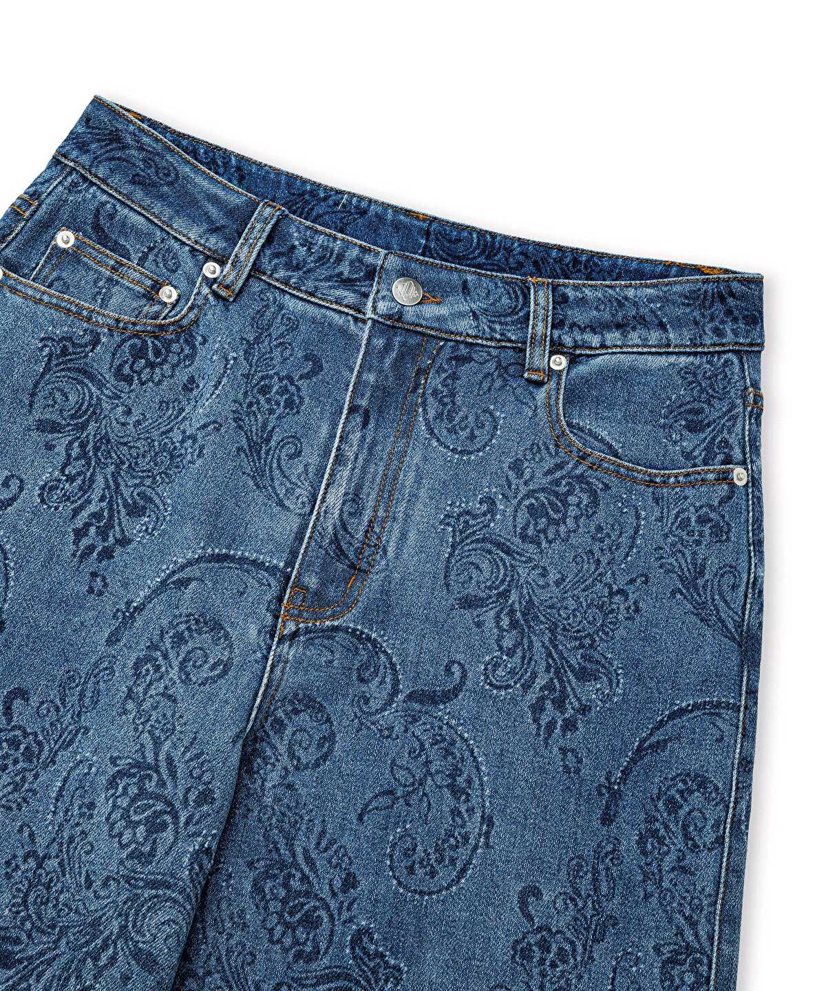 Printed Wide-Leg Jeans
