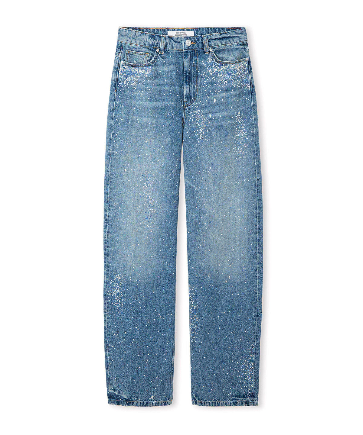 Rhinestone Wide-Leg Jeans