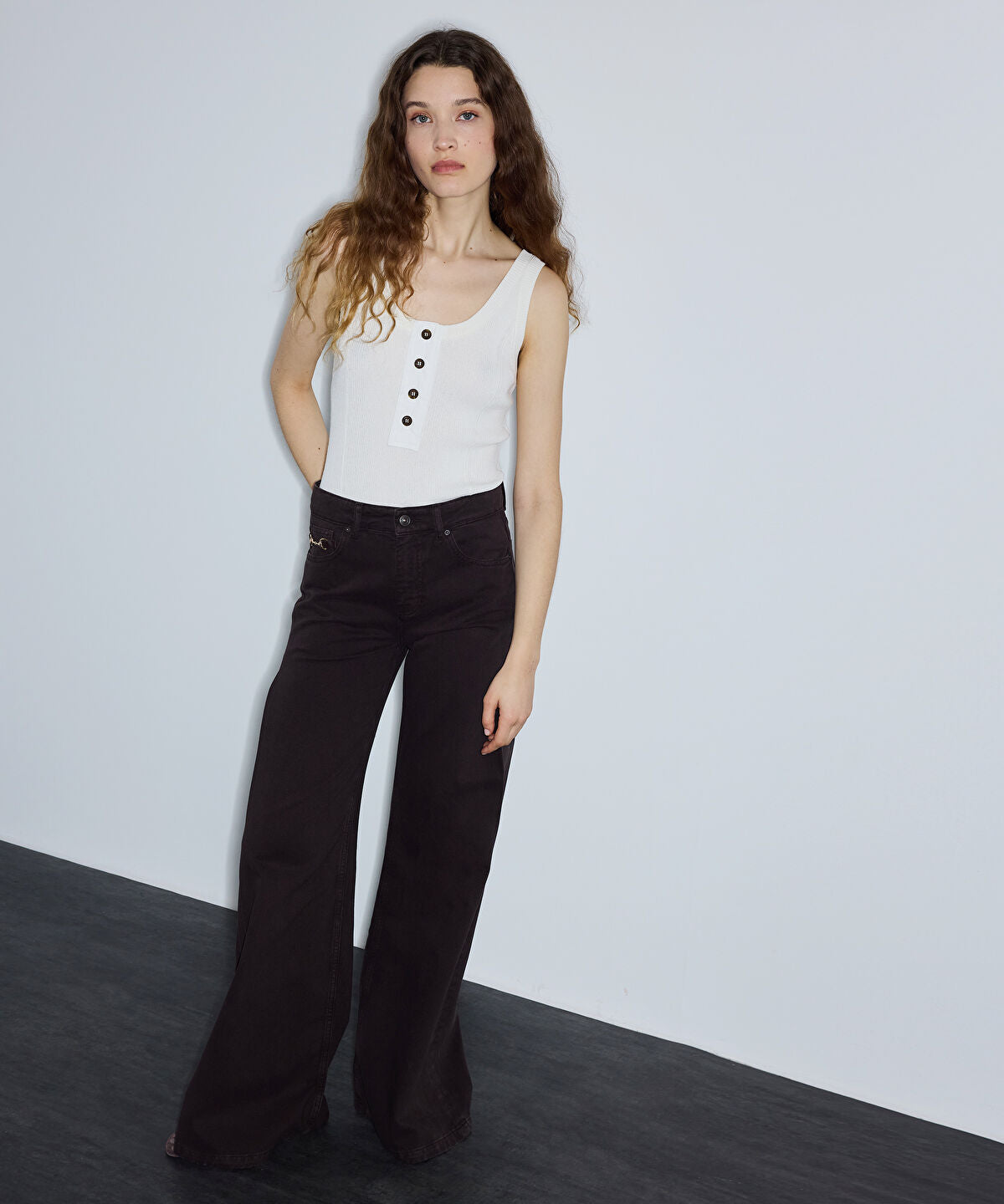 Wide-Leg Chain Jeans
