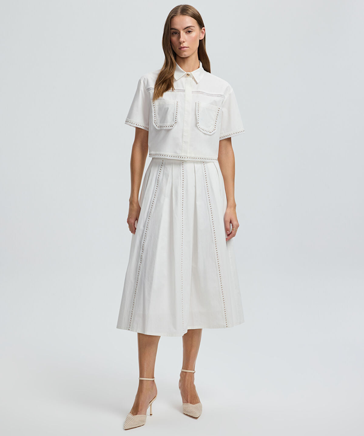 Lace-Trim Poplin Shirt