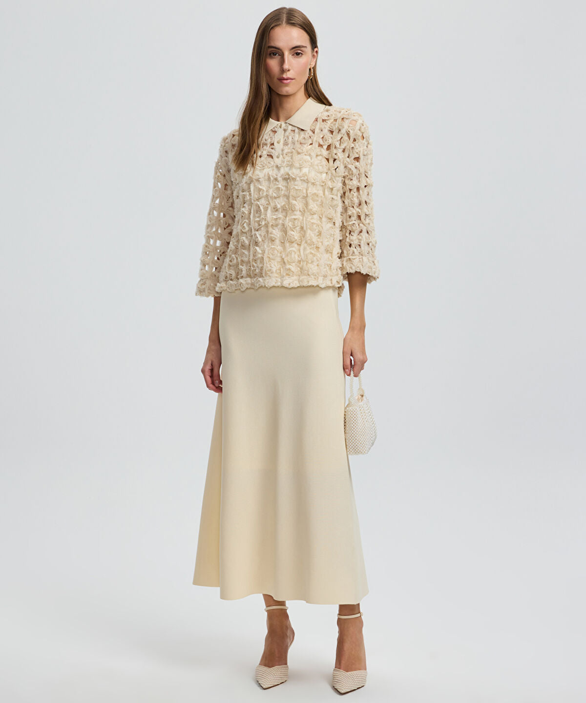 Contrast Collar Textured Shirt