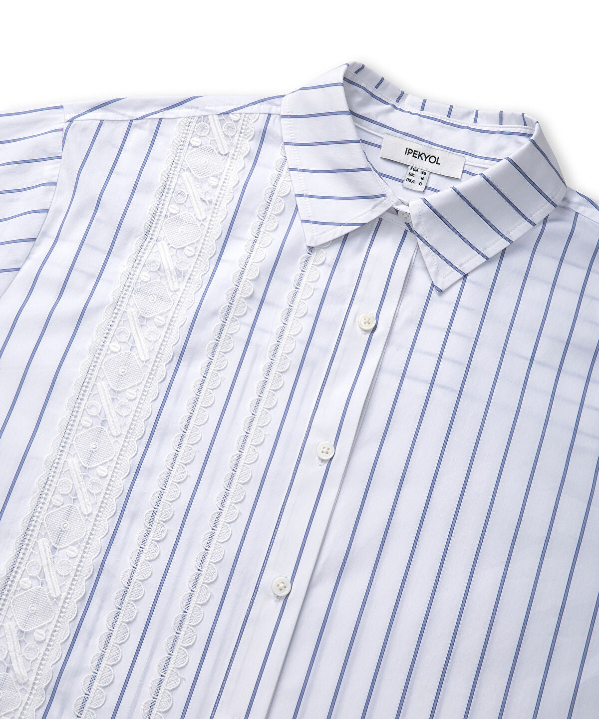 Lace-Trim Striped Shirt
