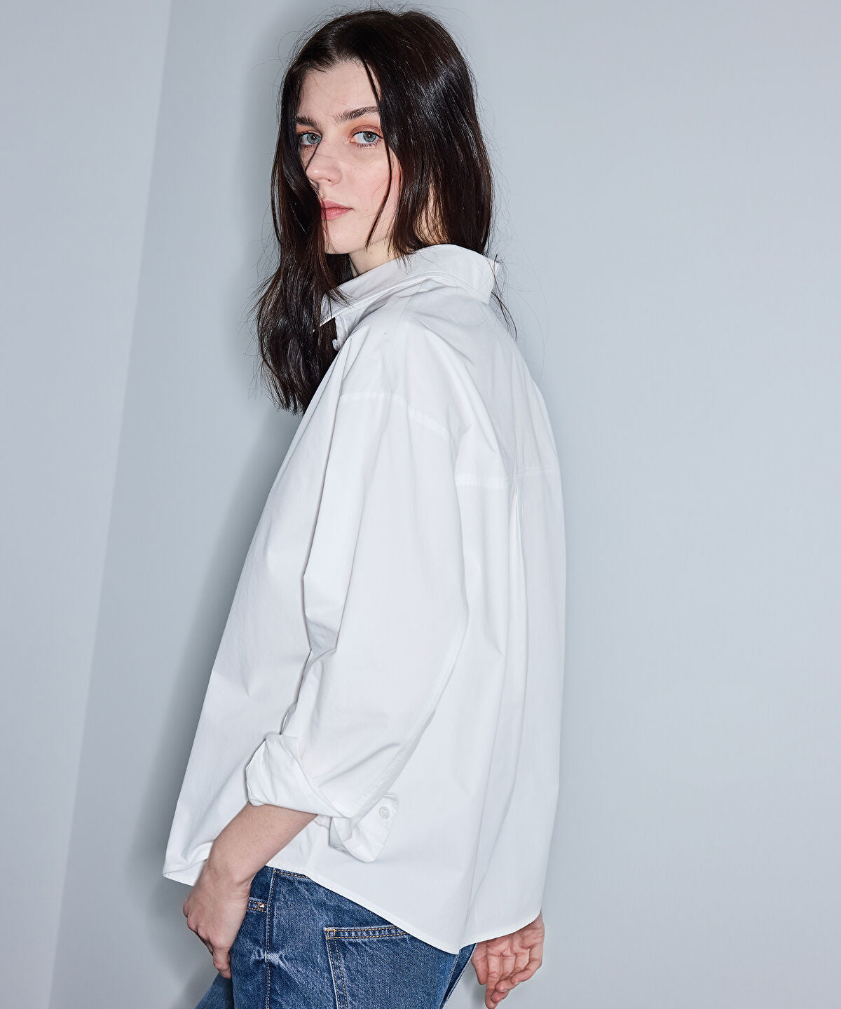 Lace Trim Mixed Media Shirt
