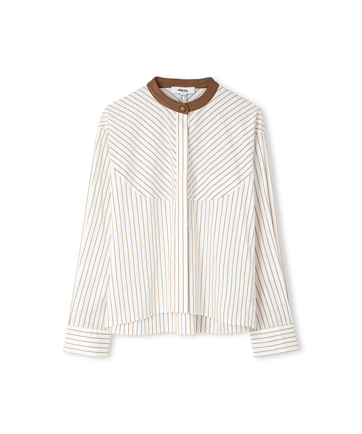Contrast Collar Striped Shirt
