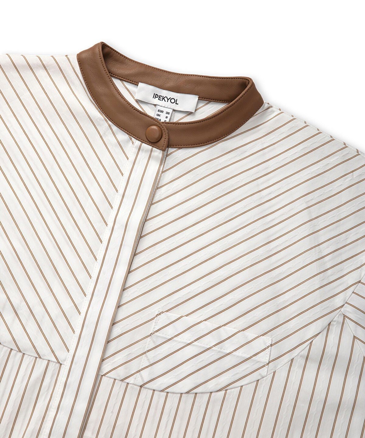 Contrast Collar Striped Shirt