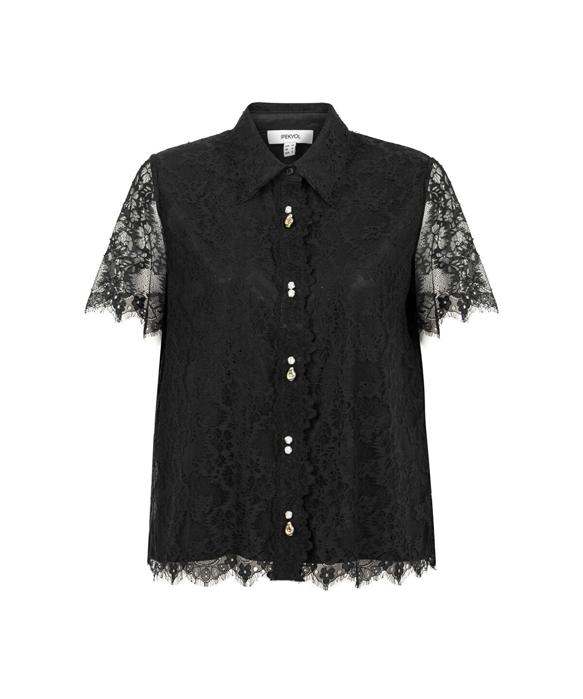 Mixed Button Lace Shirt