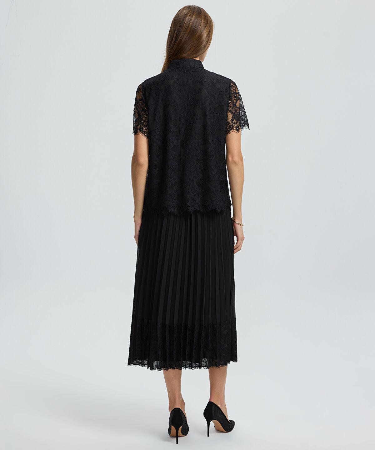 Mixed Button Lace Shirt