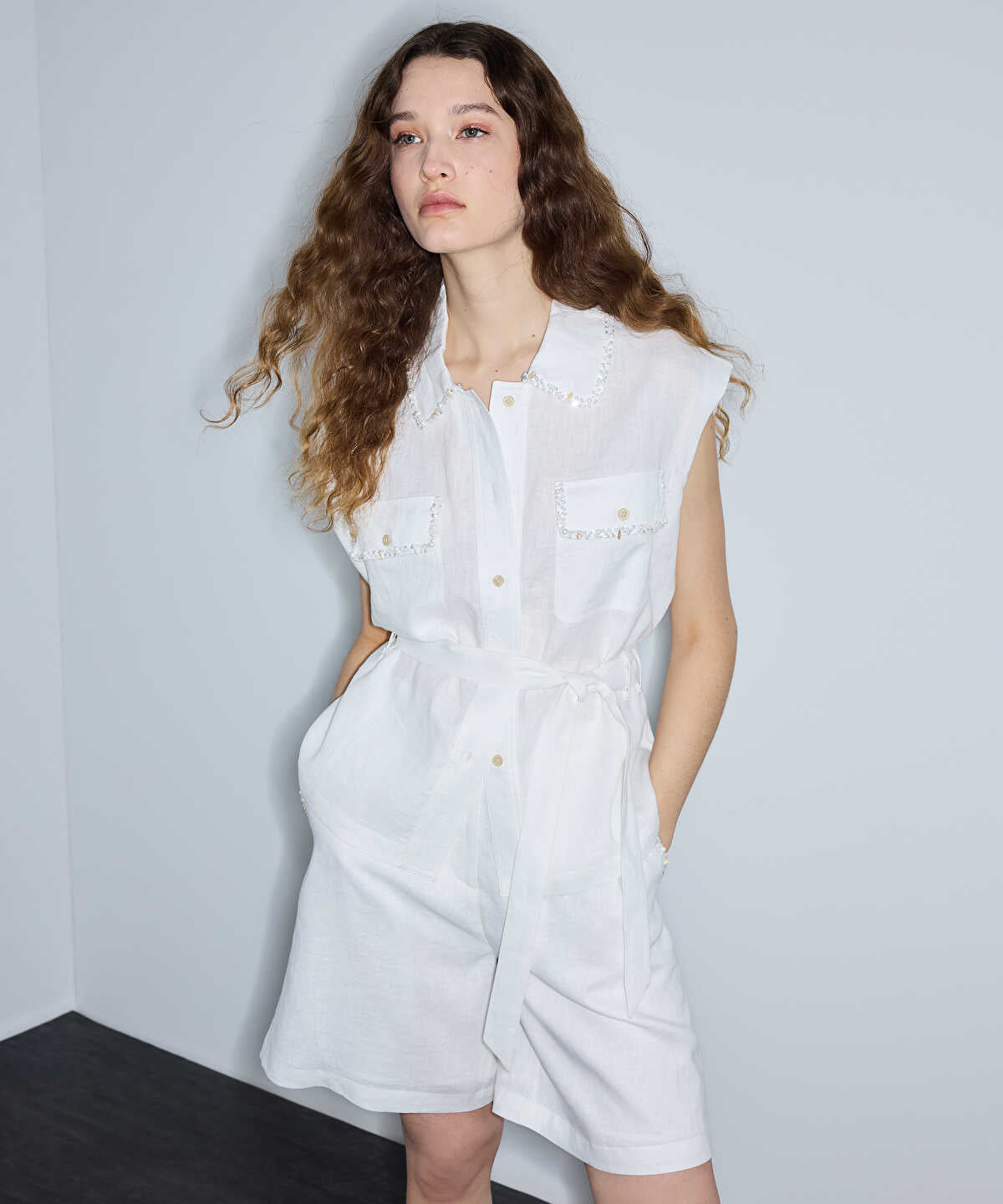 Embellished Linen Shirt