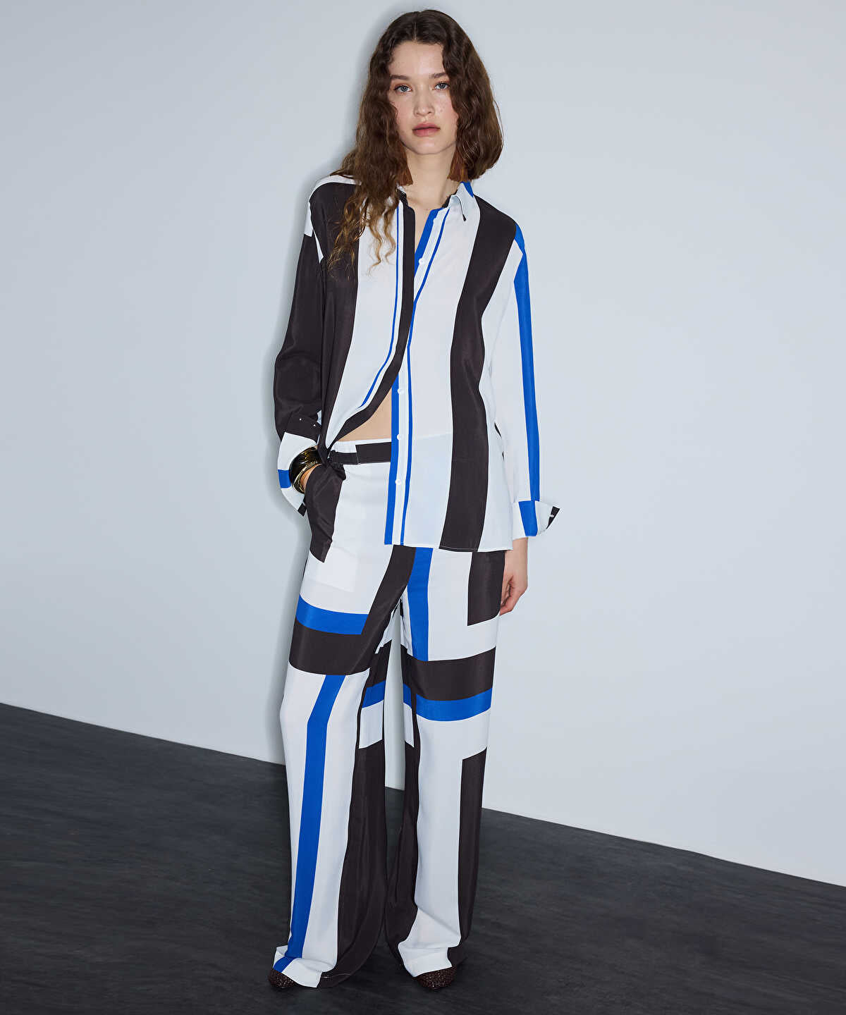 Printed Color-Block Shirt