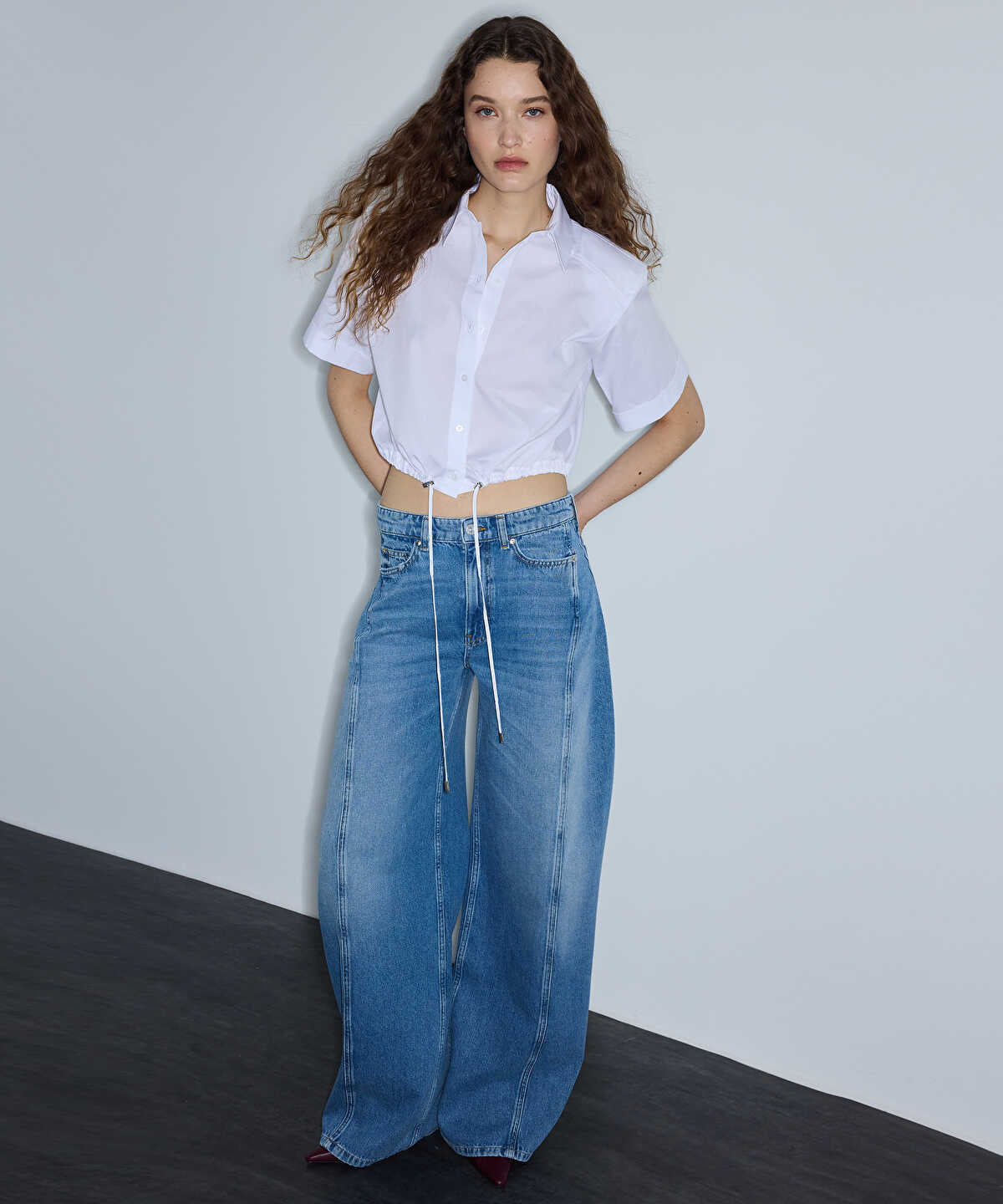 Gathered Poplin Shirt