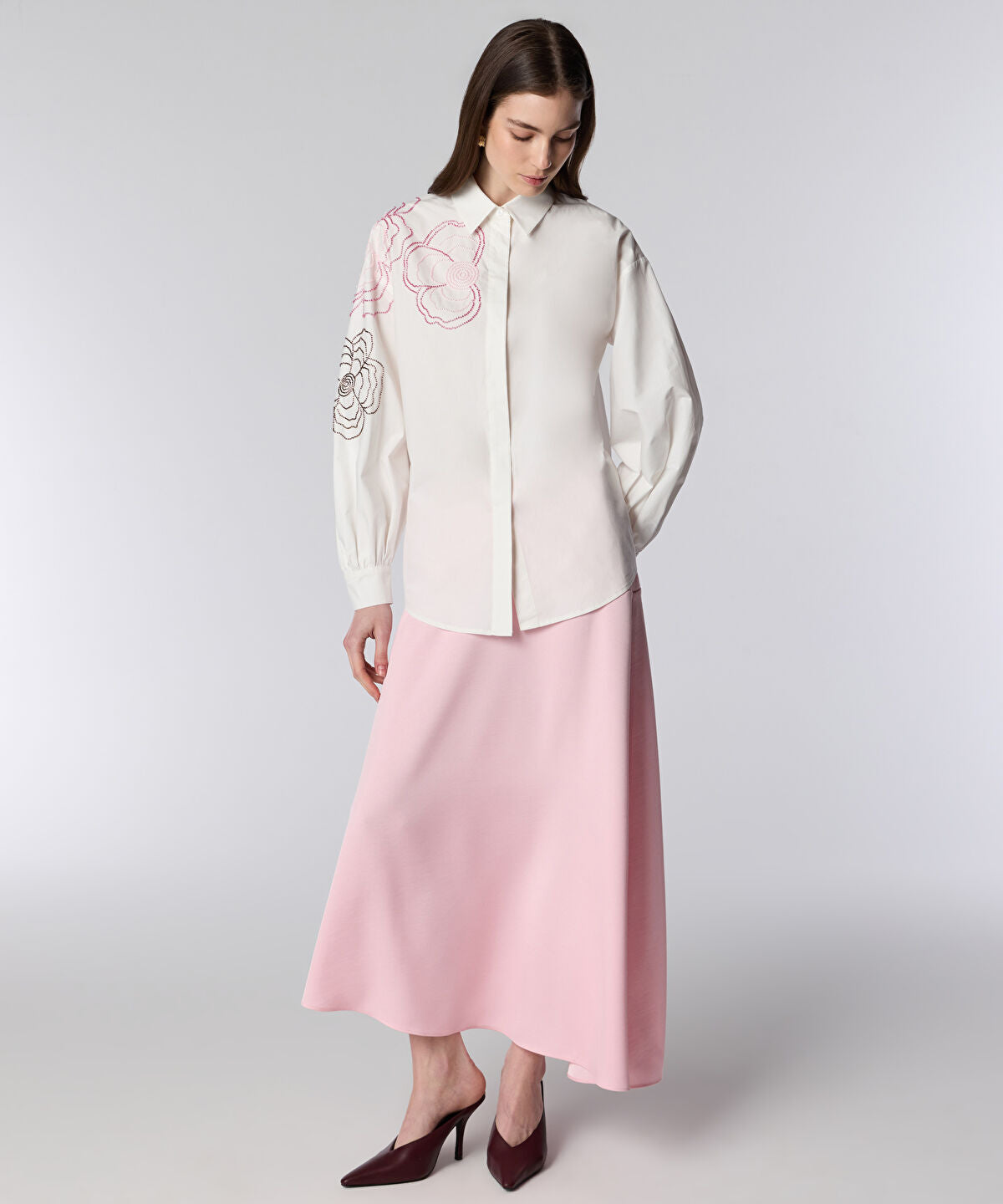 Floral Embroidered Poplin Shirt