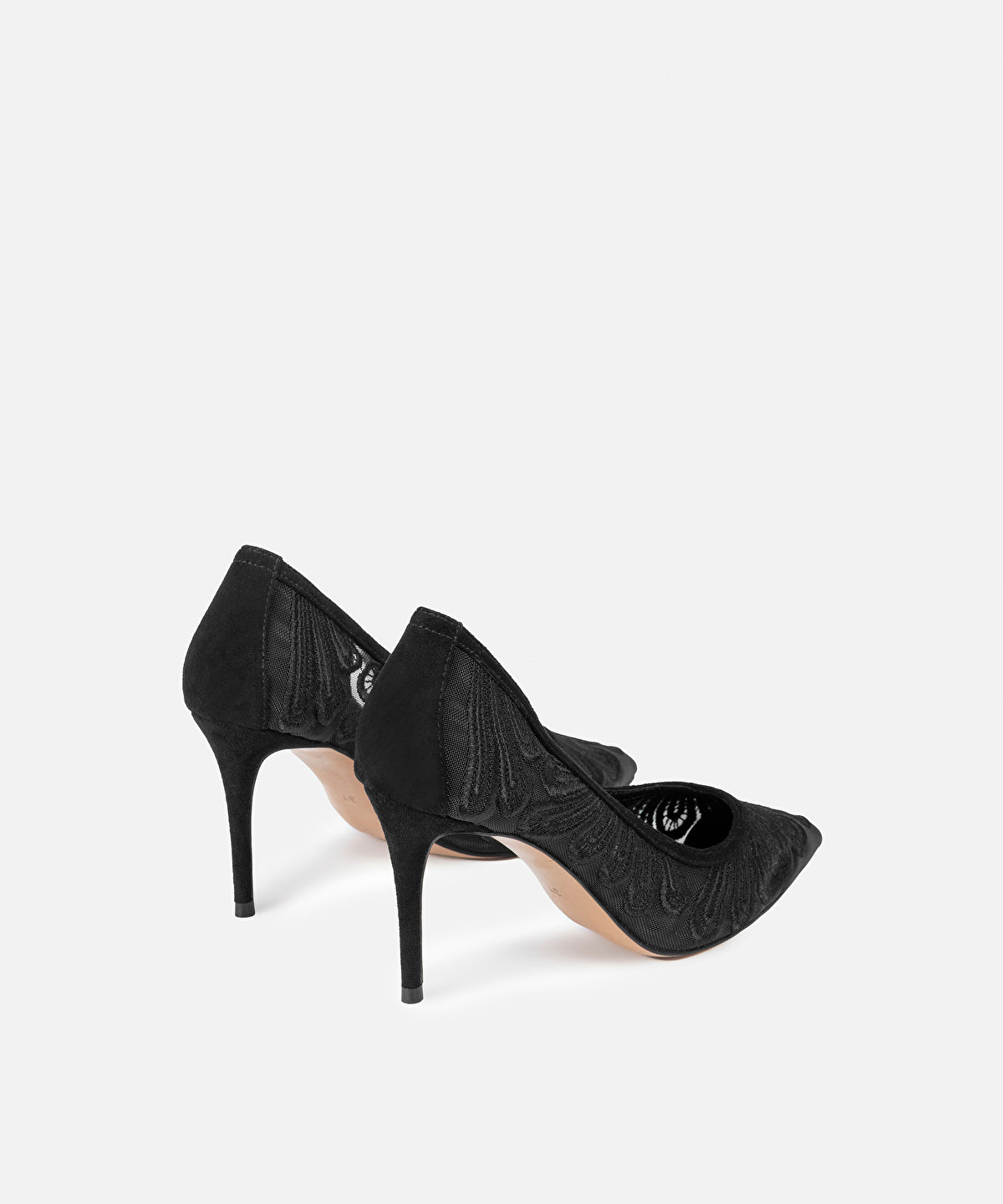 Embroidered Pointed-Toe Heels