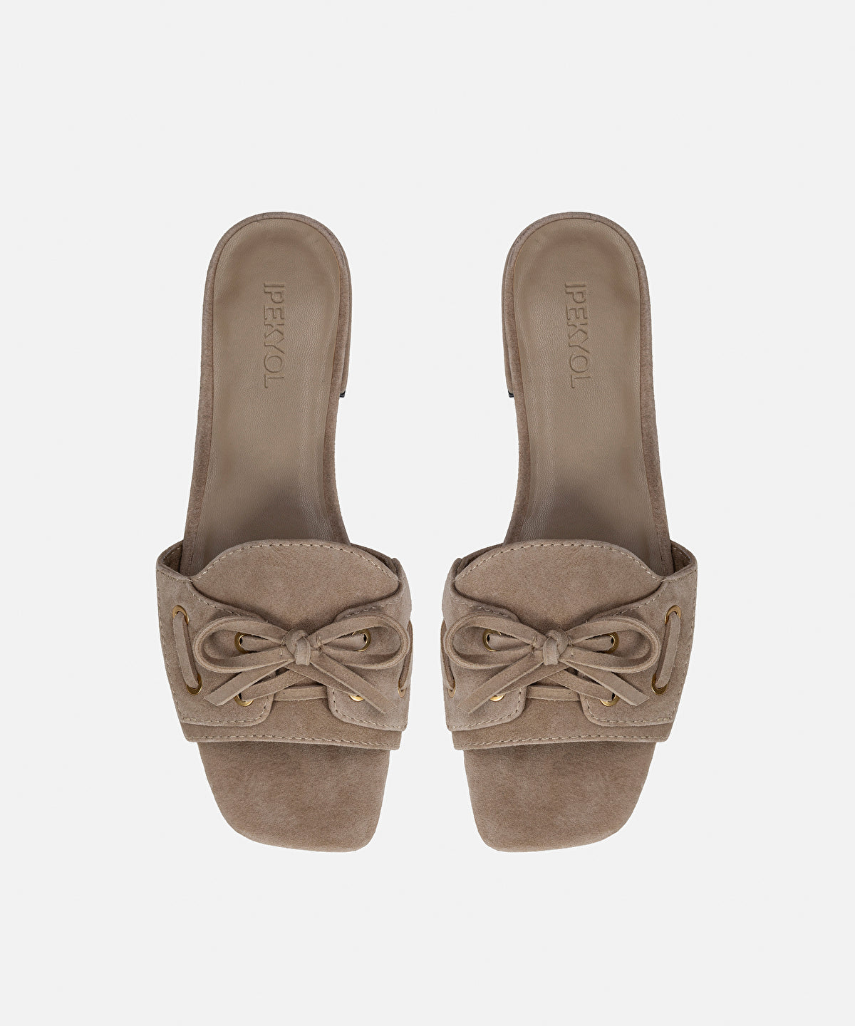 Suede-Leather Slippers with Bow