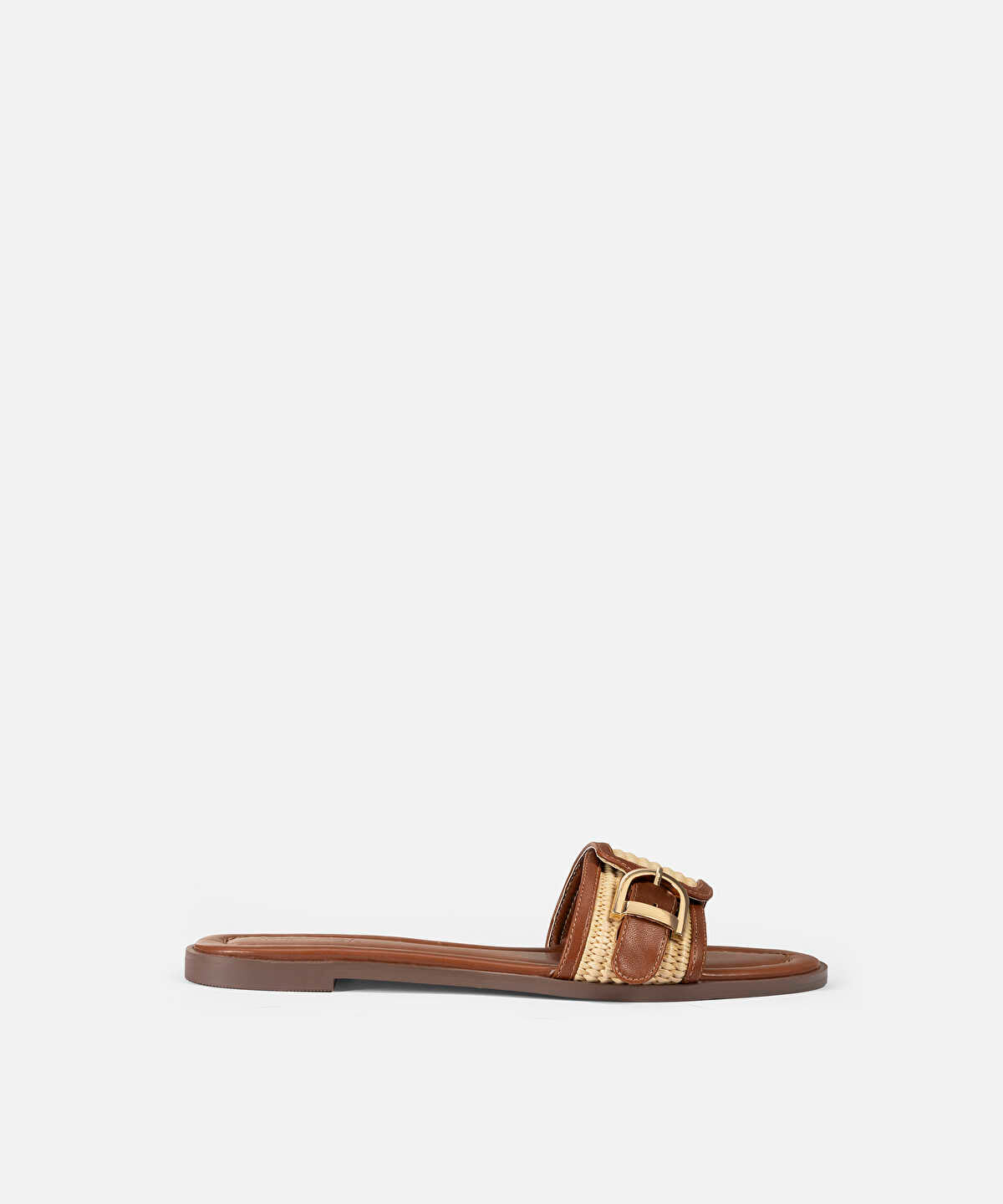 Contrast Texture Buckle Slides