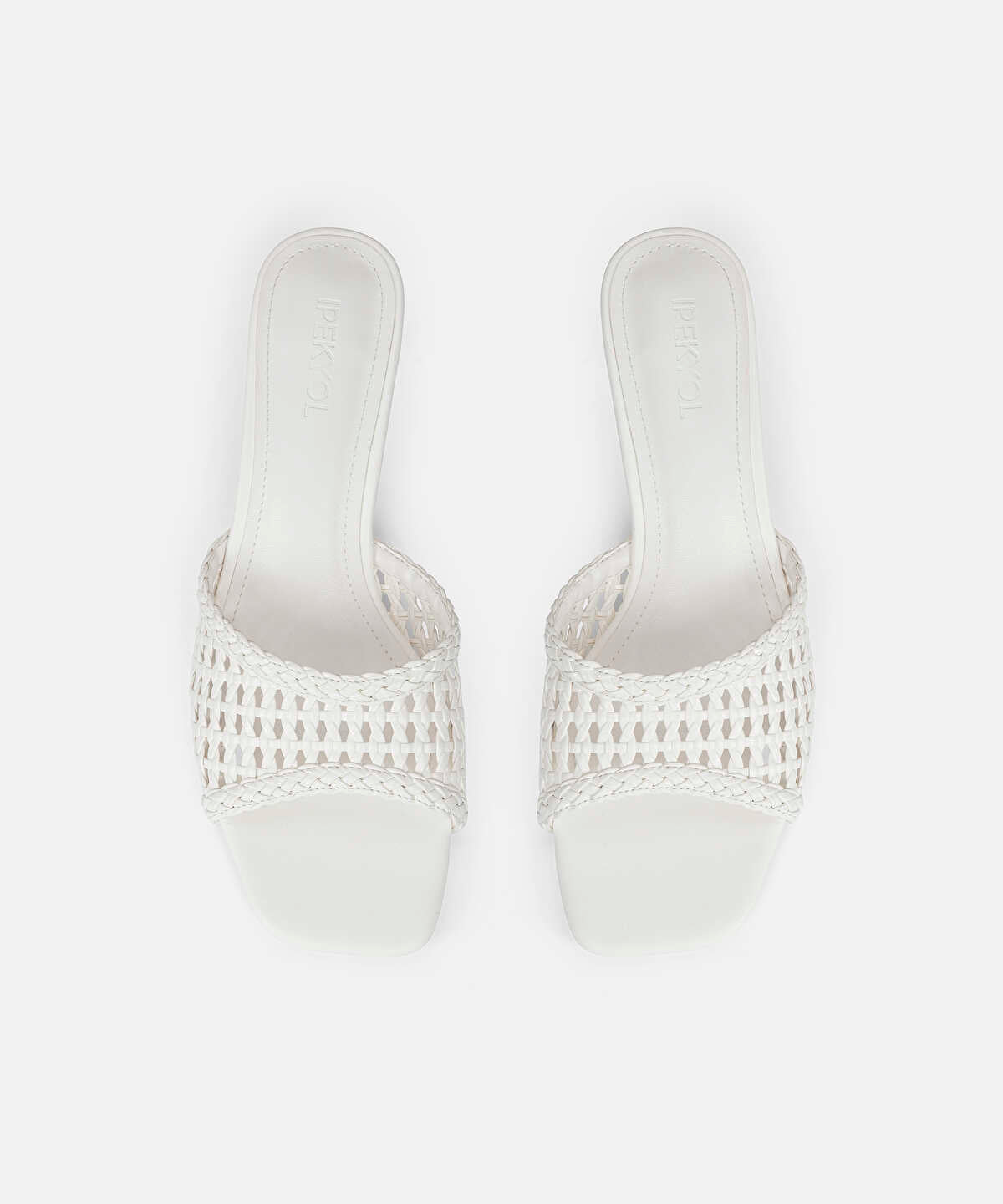 Woven Effect Kitten Heel Slides