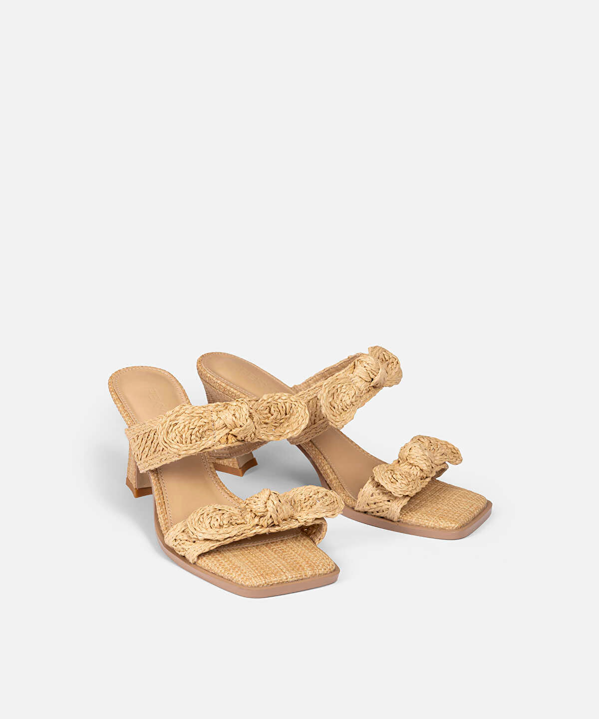 Bow Detail Straw Effect Mules