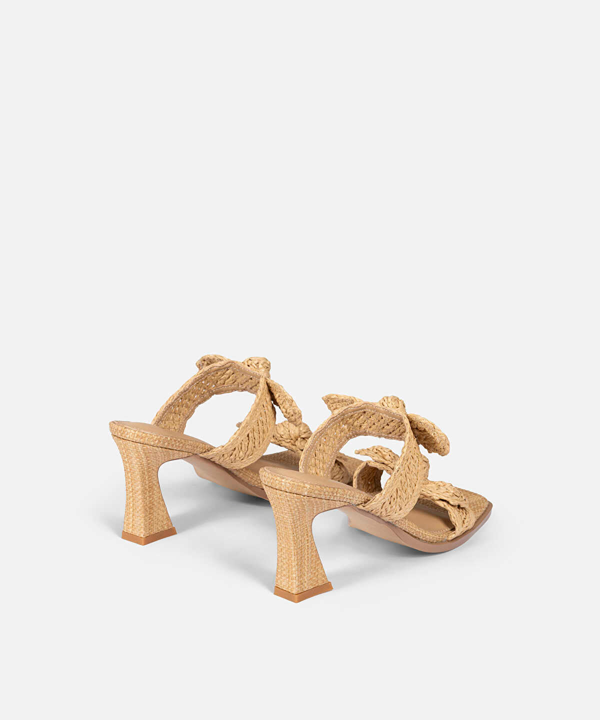 Bow Detail Straw Effect Mules