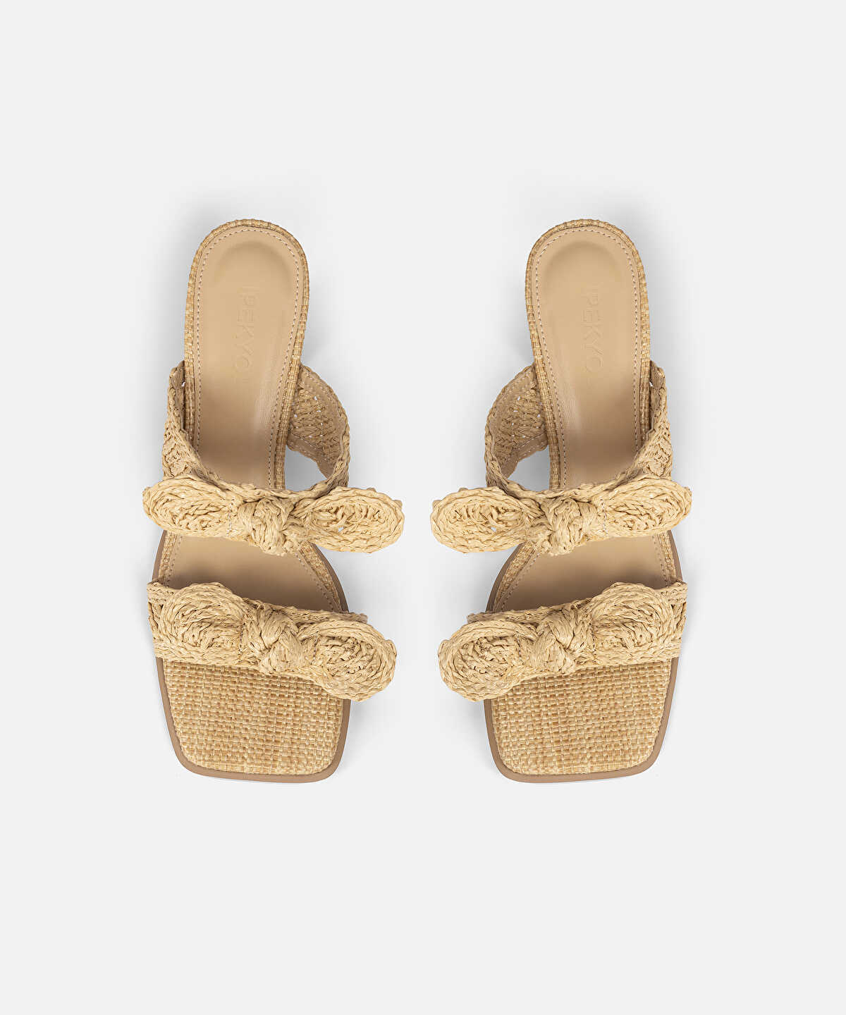 Bow Detail Straw Effect Mules
