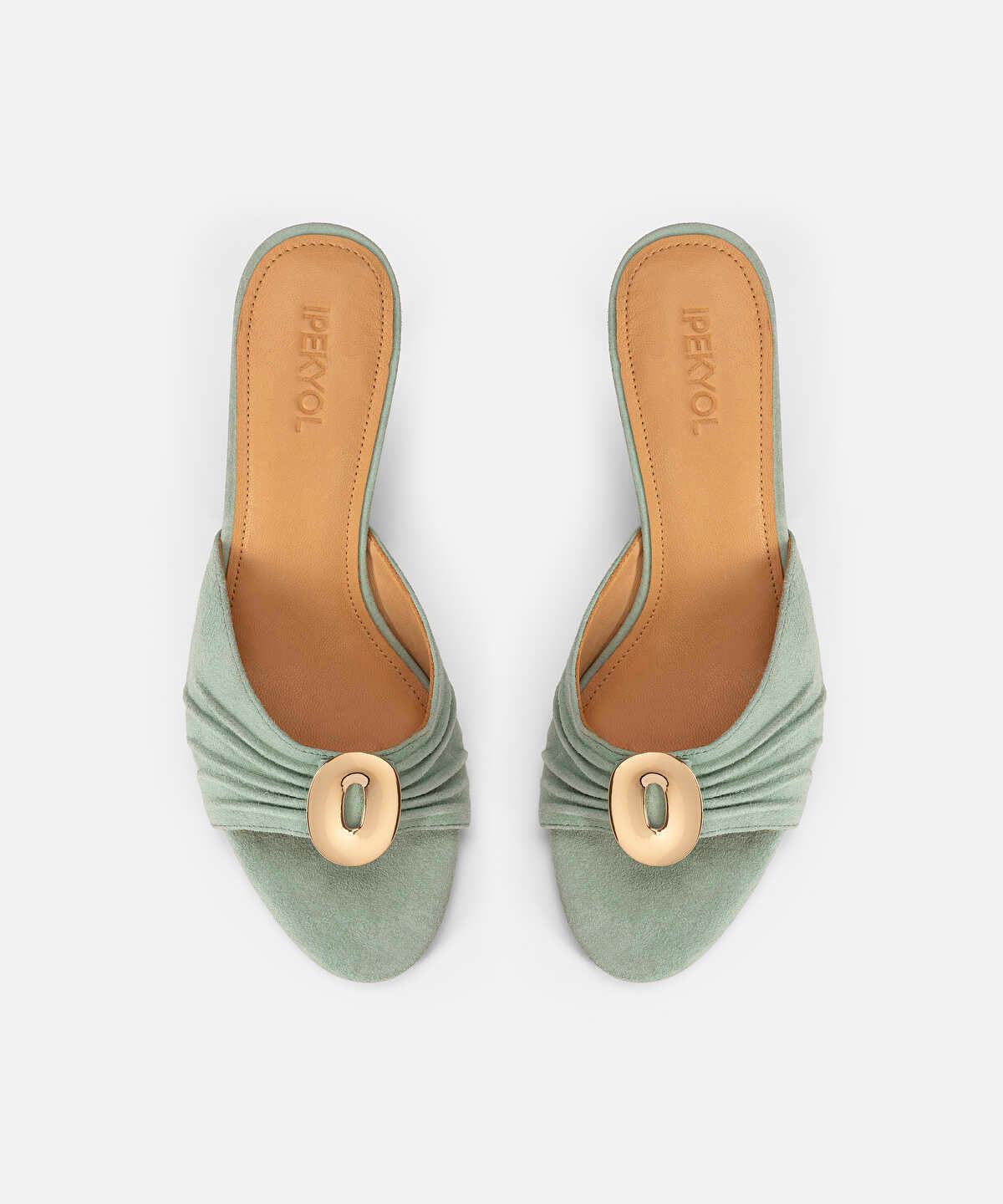 Metal Buckle Leather Mules