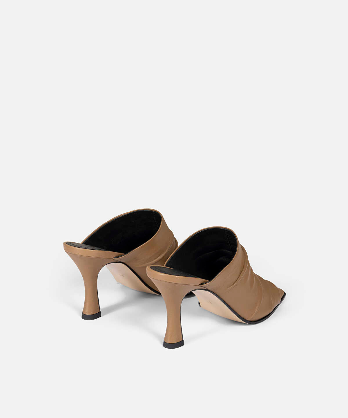 Ruched Leather Heeled Sandals