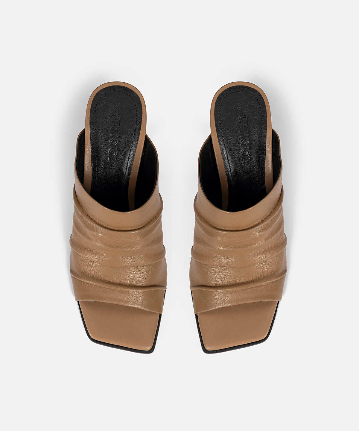 Ruched Leather Heeled Sandals