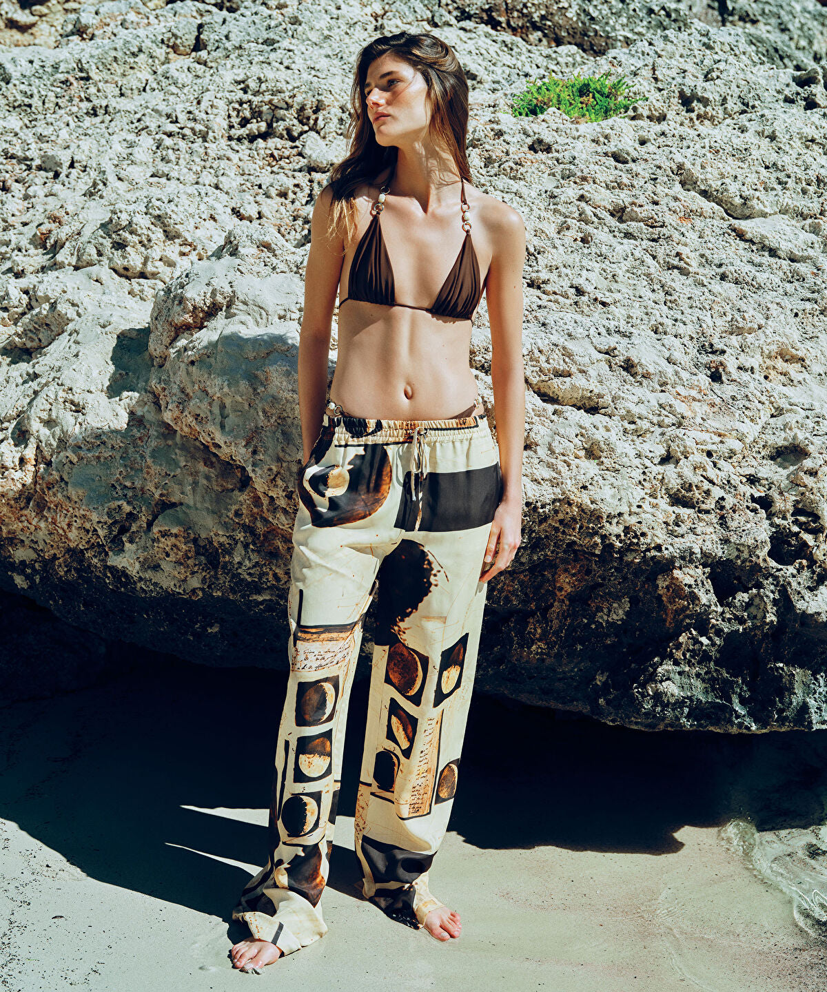 Mixed Hardware Halter-Neck Bikini Set