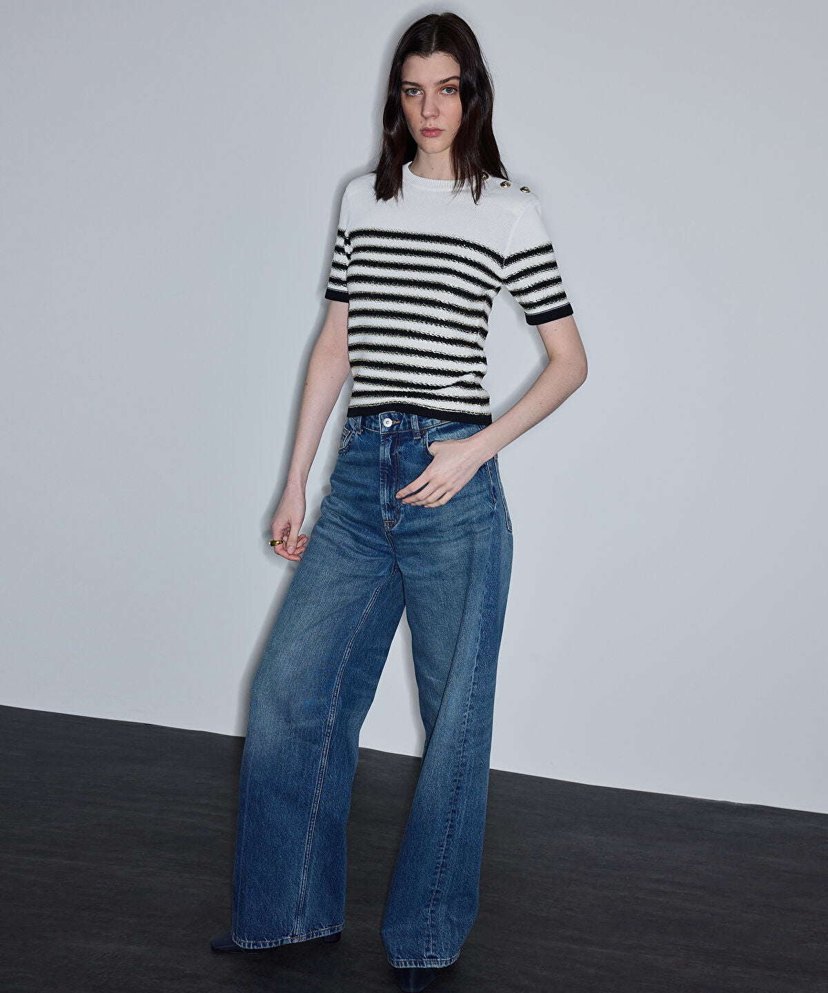 Color-Block Striped Knit Top