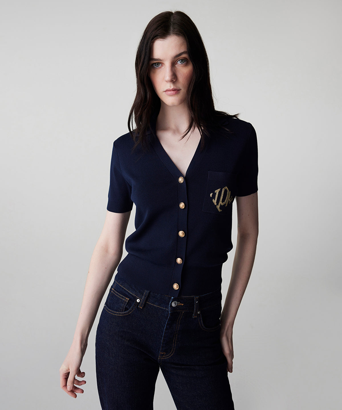 Monogram Embroidered Knit Top