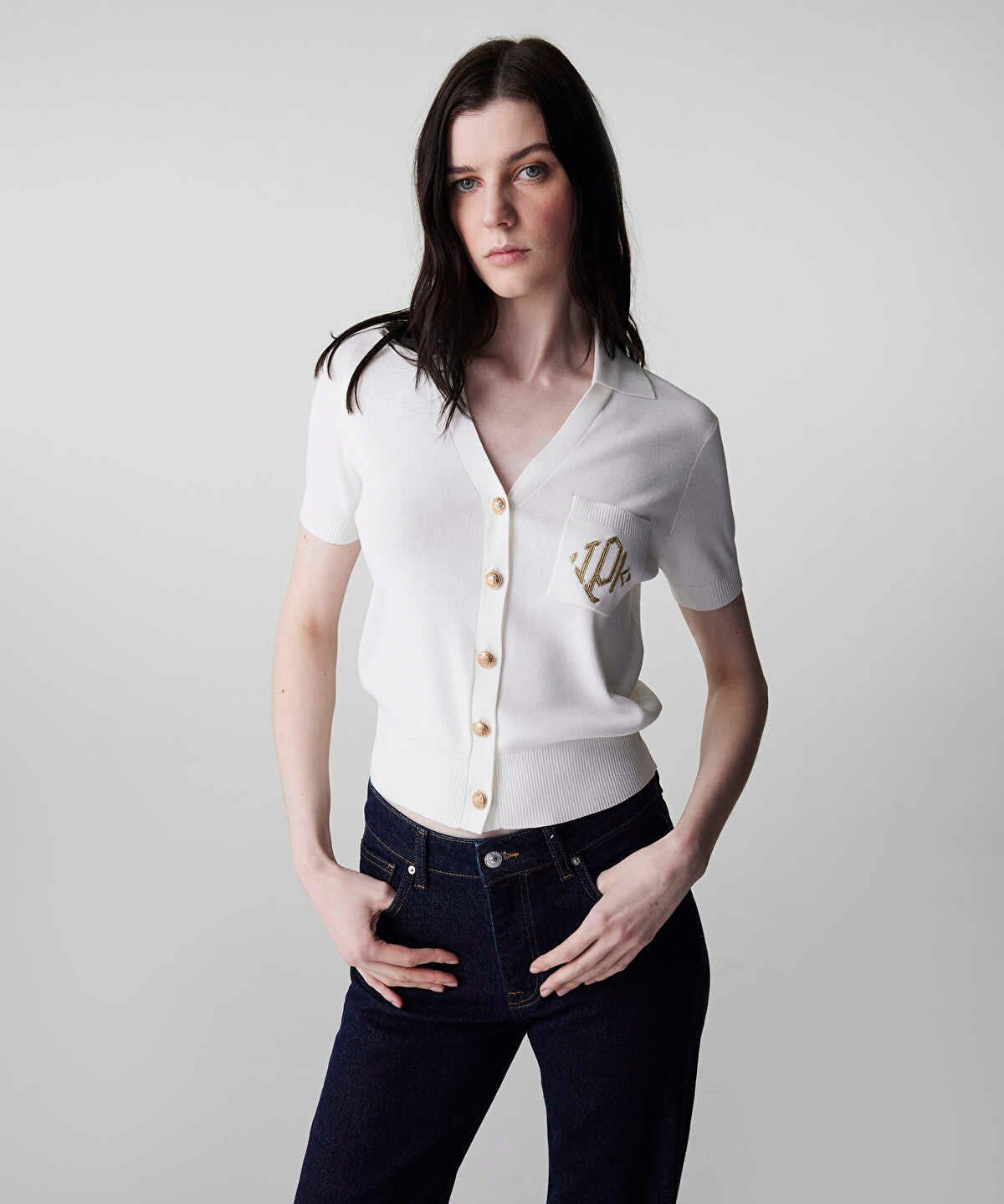 Monogram Embroidered Knit Top