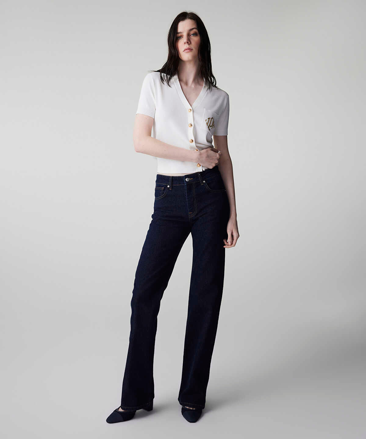 Monogram Embroidered Knit Top