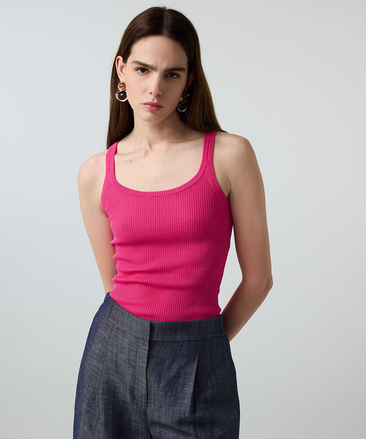 Ribbed Slim-Fit Knit Top