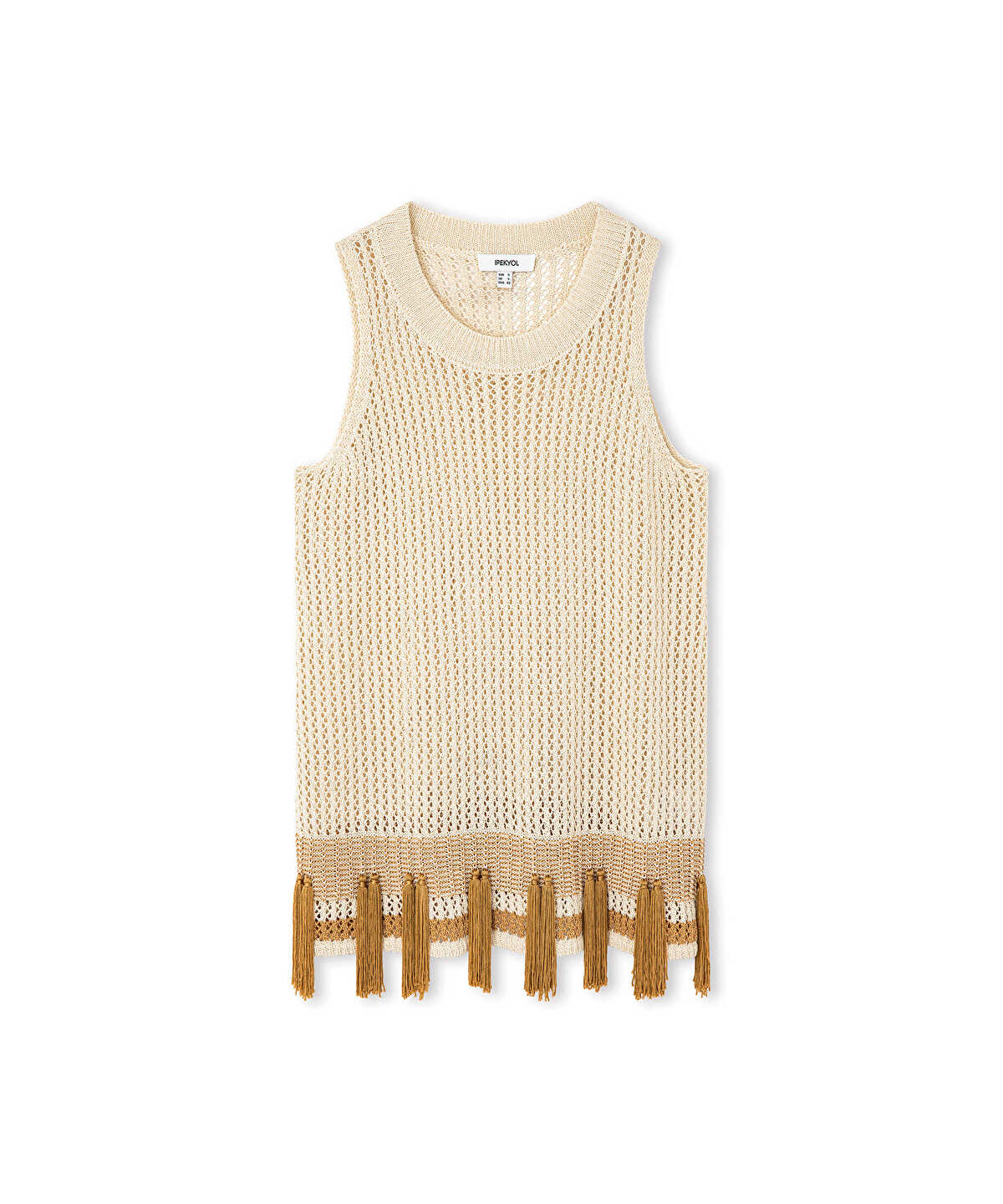 Openwork Knit Top with Fringes