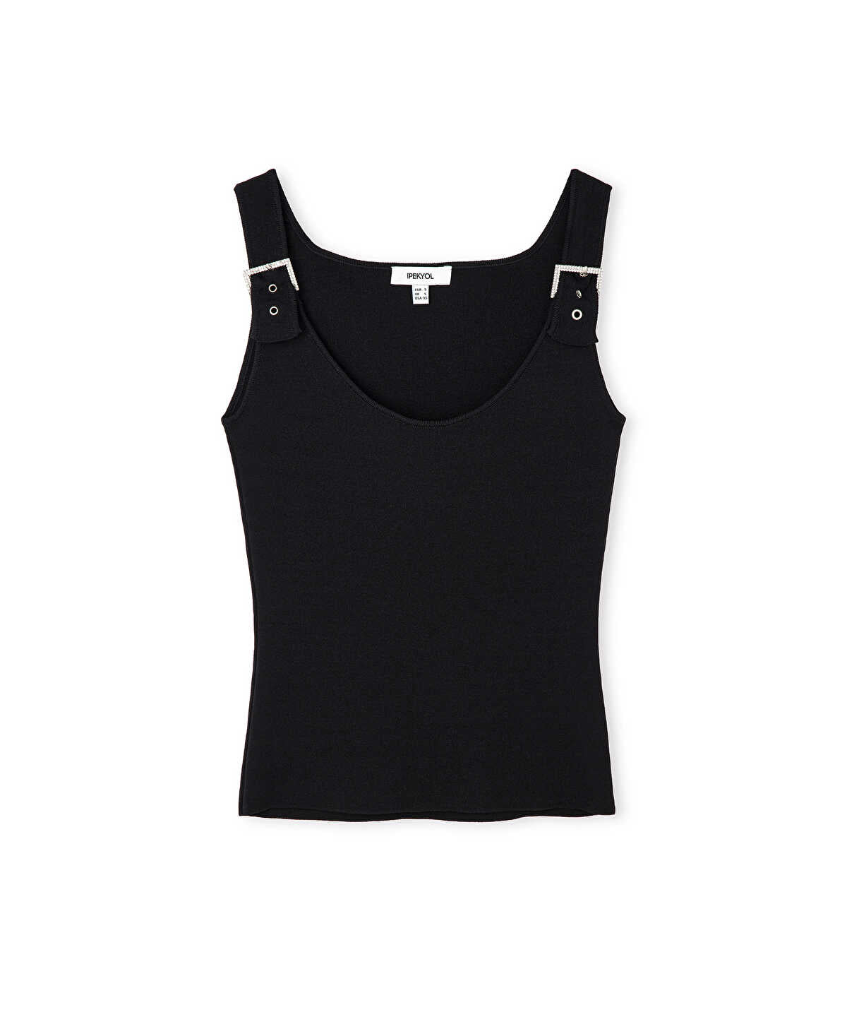 Knit Top with Rhinestone Buckles