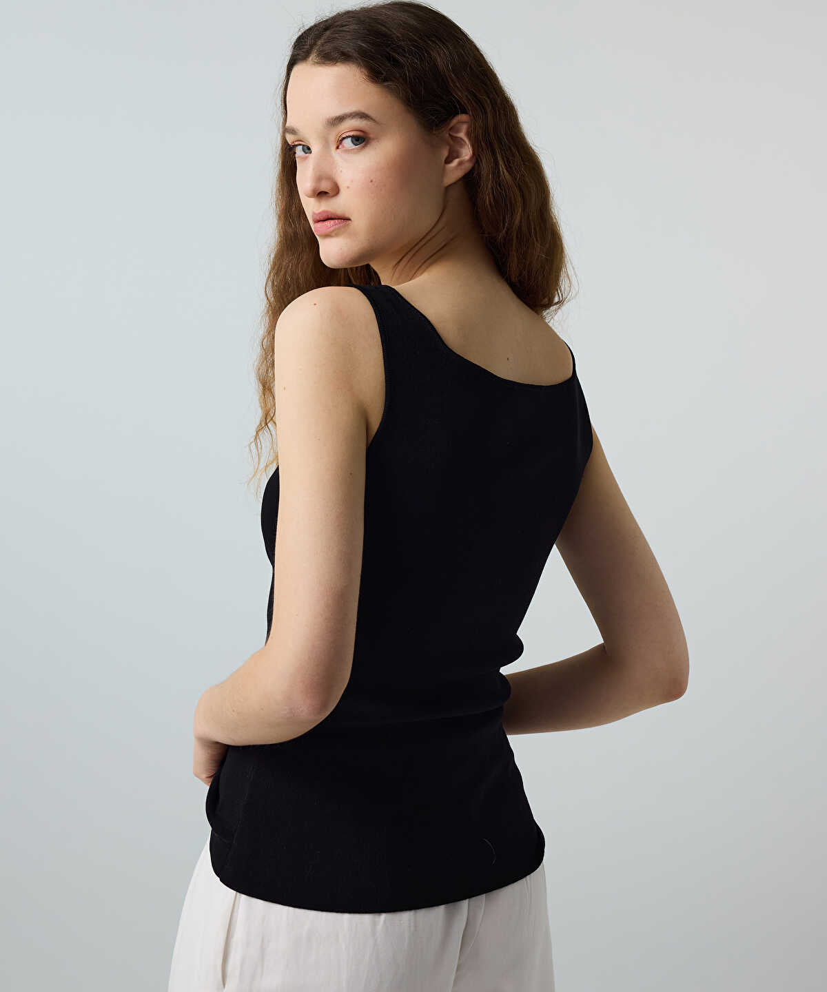 Knit Top with Rhinestone Buckles