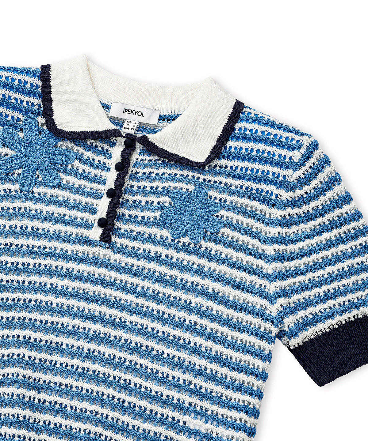 Openwork Knit Top with Crochet Applique