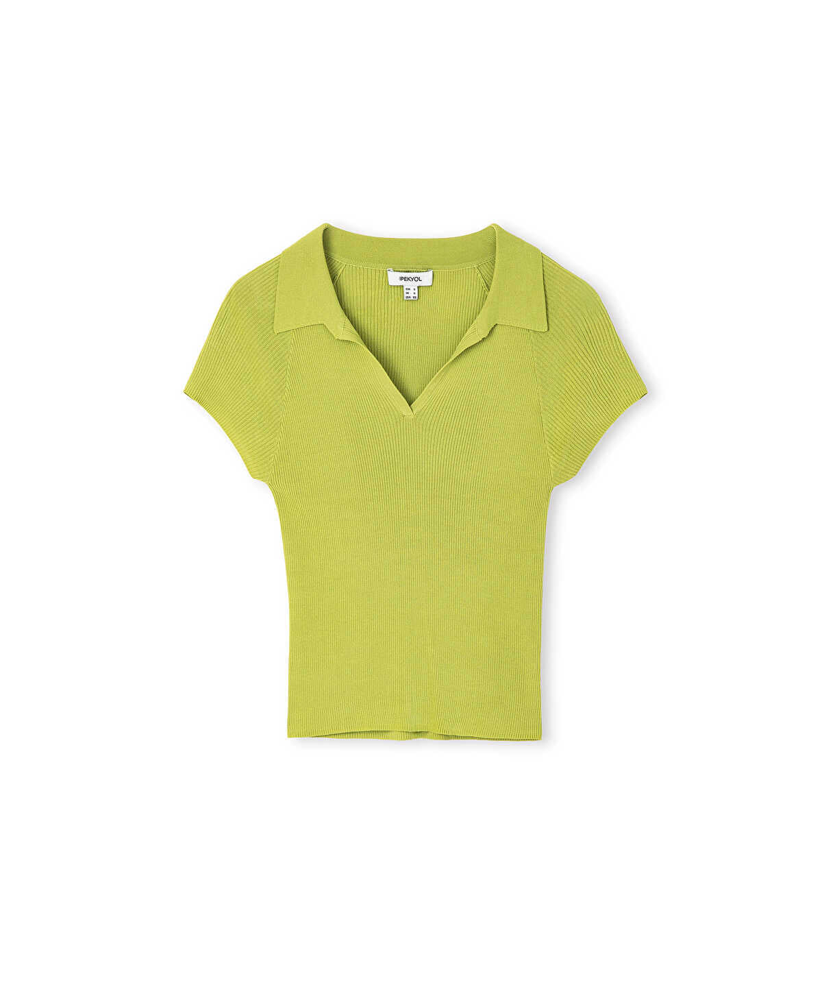 Ribbed Polo Knit Top