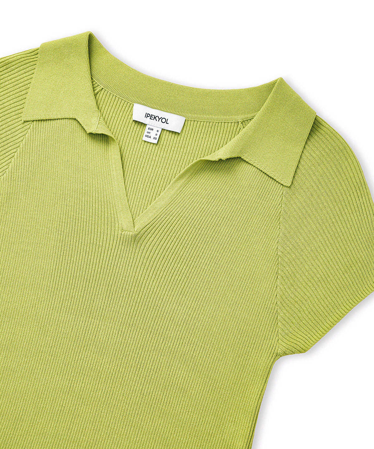 Ribbed Polo Knit Top