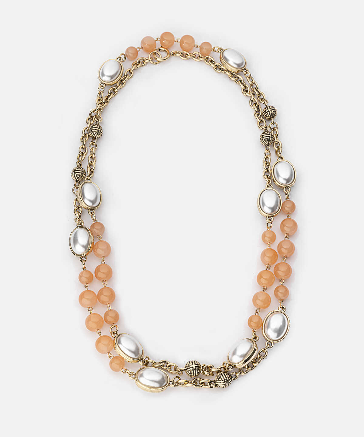 Faux Pearl Long Chain Necklace