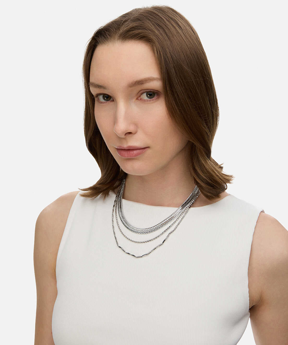 Rhinestone Metal Necklace Set