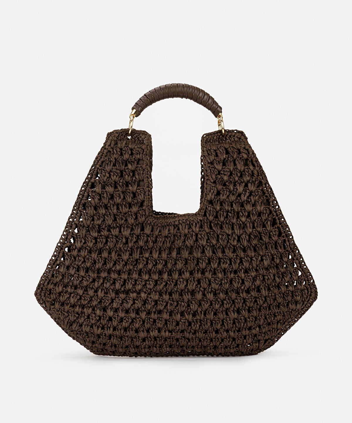 Contrast Handle Straw Effect Bag