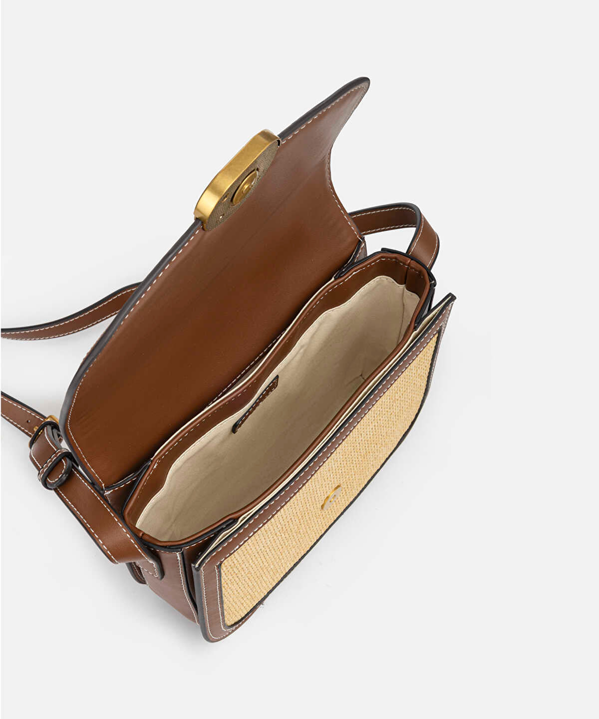 Contrast Texture Flap Bag