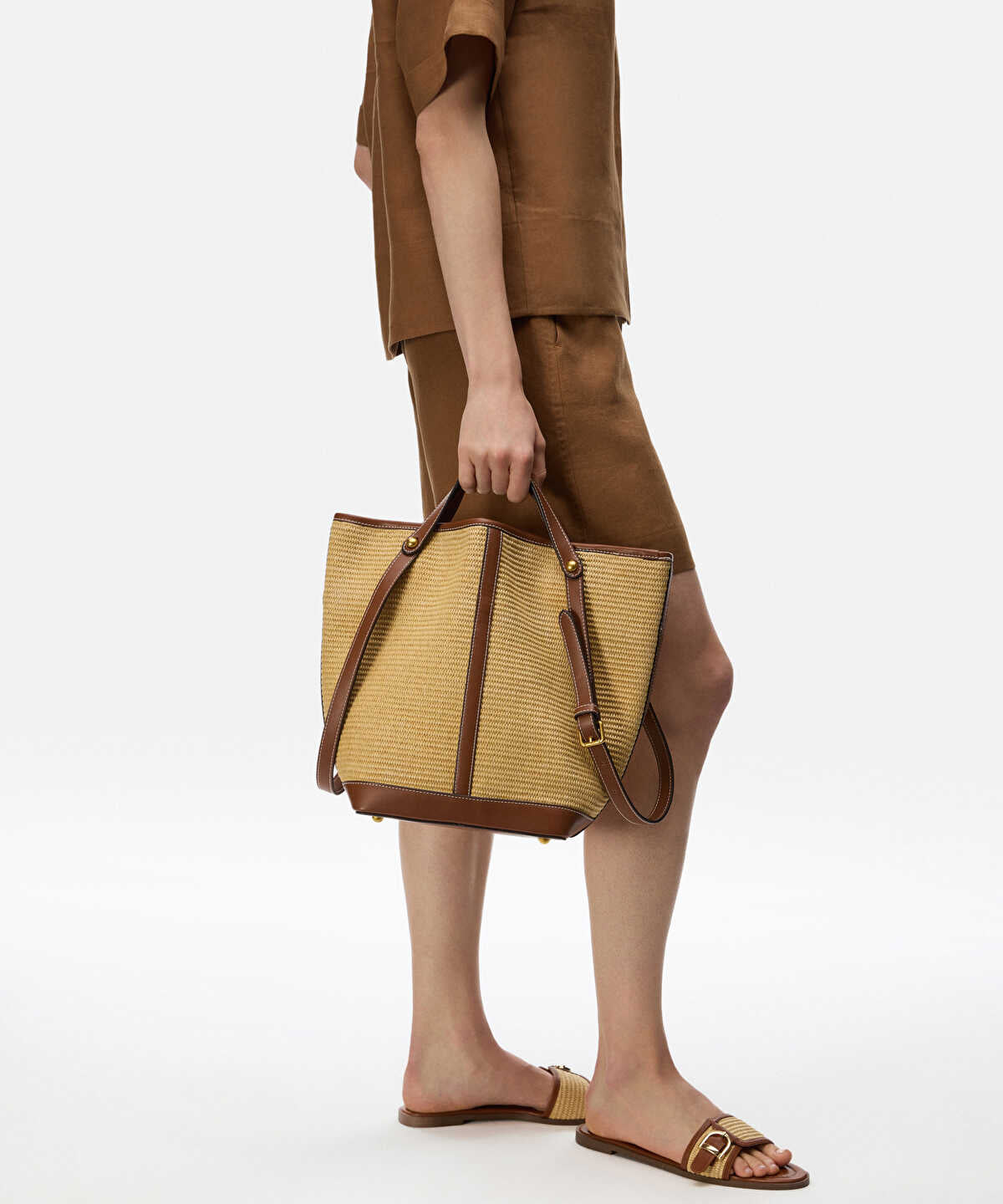 Straw Effect Double Strap Bag