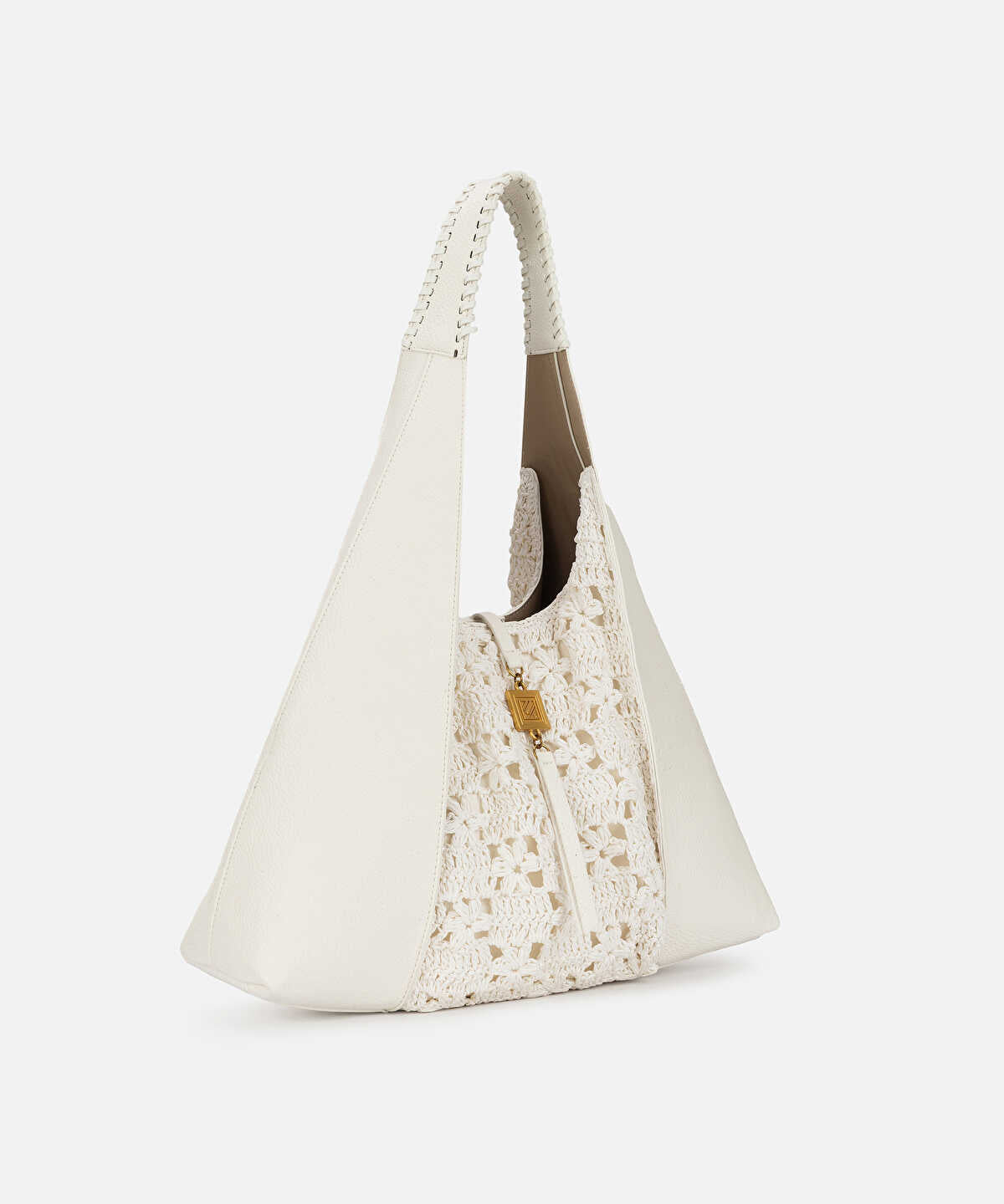 Crochet Panel Leather Effect Bag