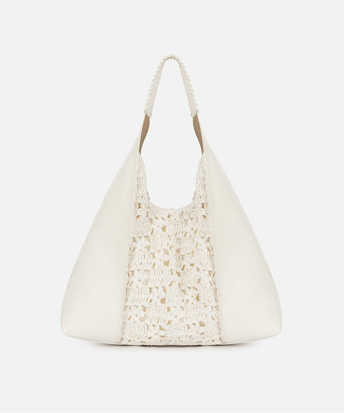 Crochet Panel Leather Effect Bag