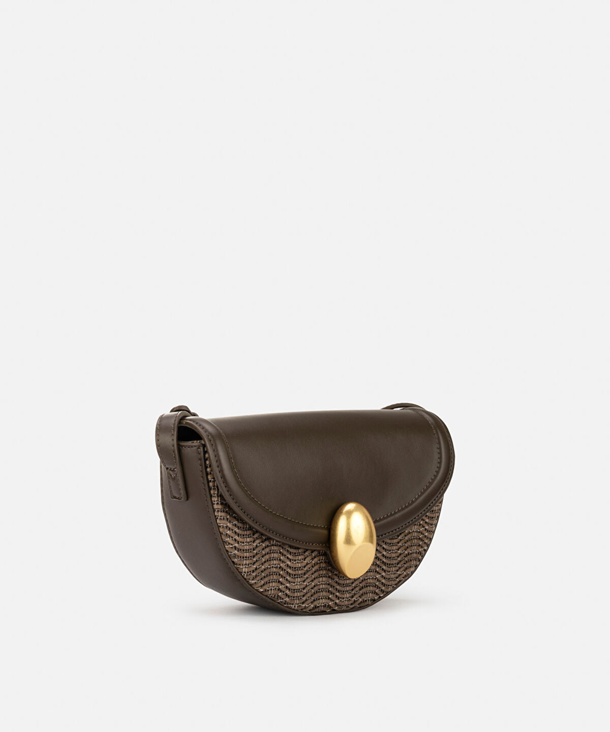 Metal Buckle Contrast Texture Bag