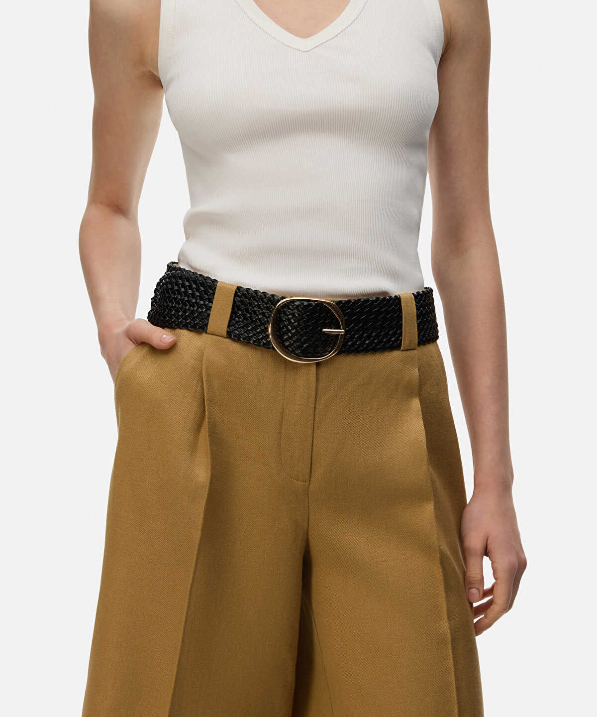Metal Buckle Woven Belt